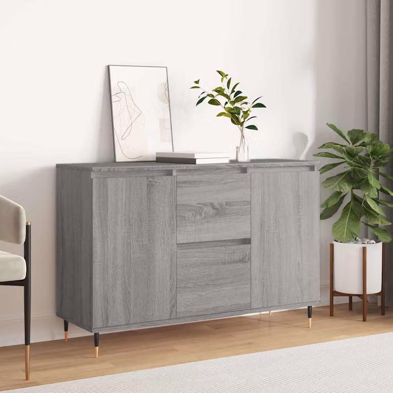 Credenza vidaXL in Legno Multistrato Grigio Sonoma, L 101,5 cm x P 35 cm x H 70 cm