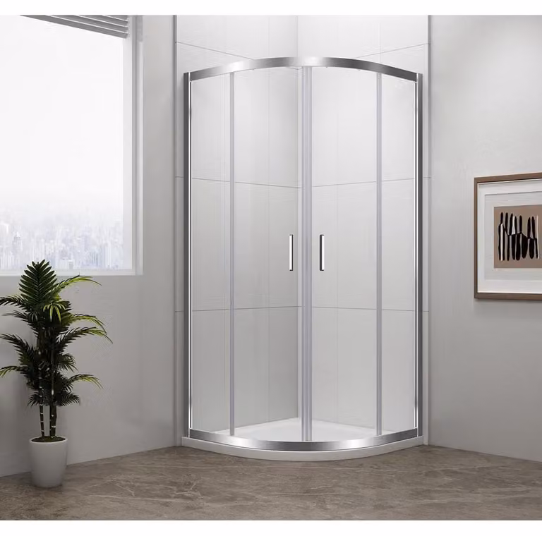 Polysan Easy Line - Schermo doccia a quarto di giro 900x900 mm, alluminio lucido/vetro trasparente EL2615