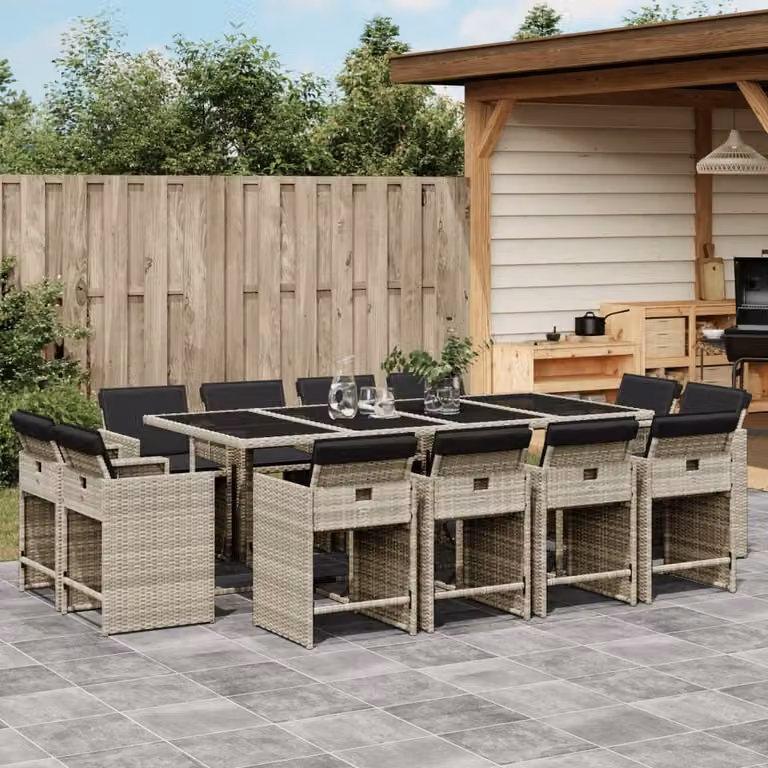 Maison Exclusive - Set da Pranzo da Giardino 13pz con Cuscini Grigio in Polyrattan