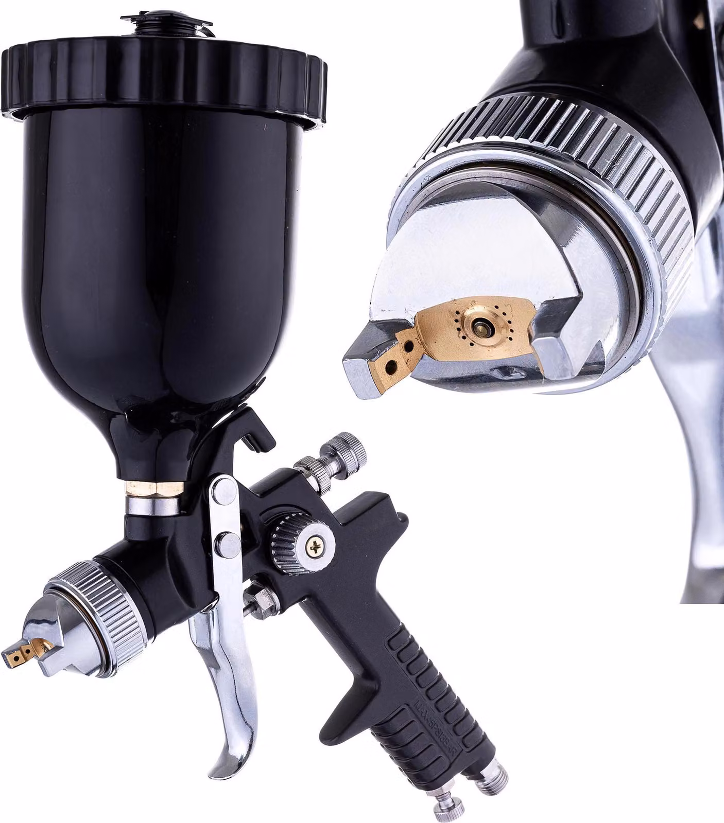 Pistola a spruzzo TECHNIC H-827P HVLP con ugello da 2,0 mm e serbatoio da 600 ml (nero)