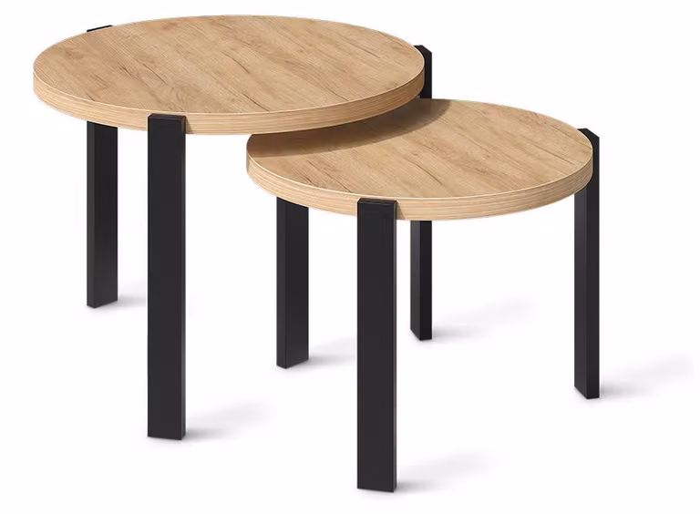 Set di tavolini Vicco Norin Rovere dorato/Nero 60 x 60 cm, Model 61834