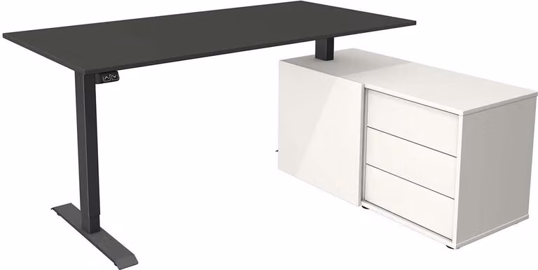 Scrivania Kerkmann Move 1 antracite, modello seduto/in piedi, con credenza antracite