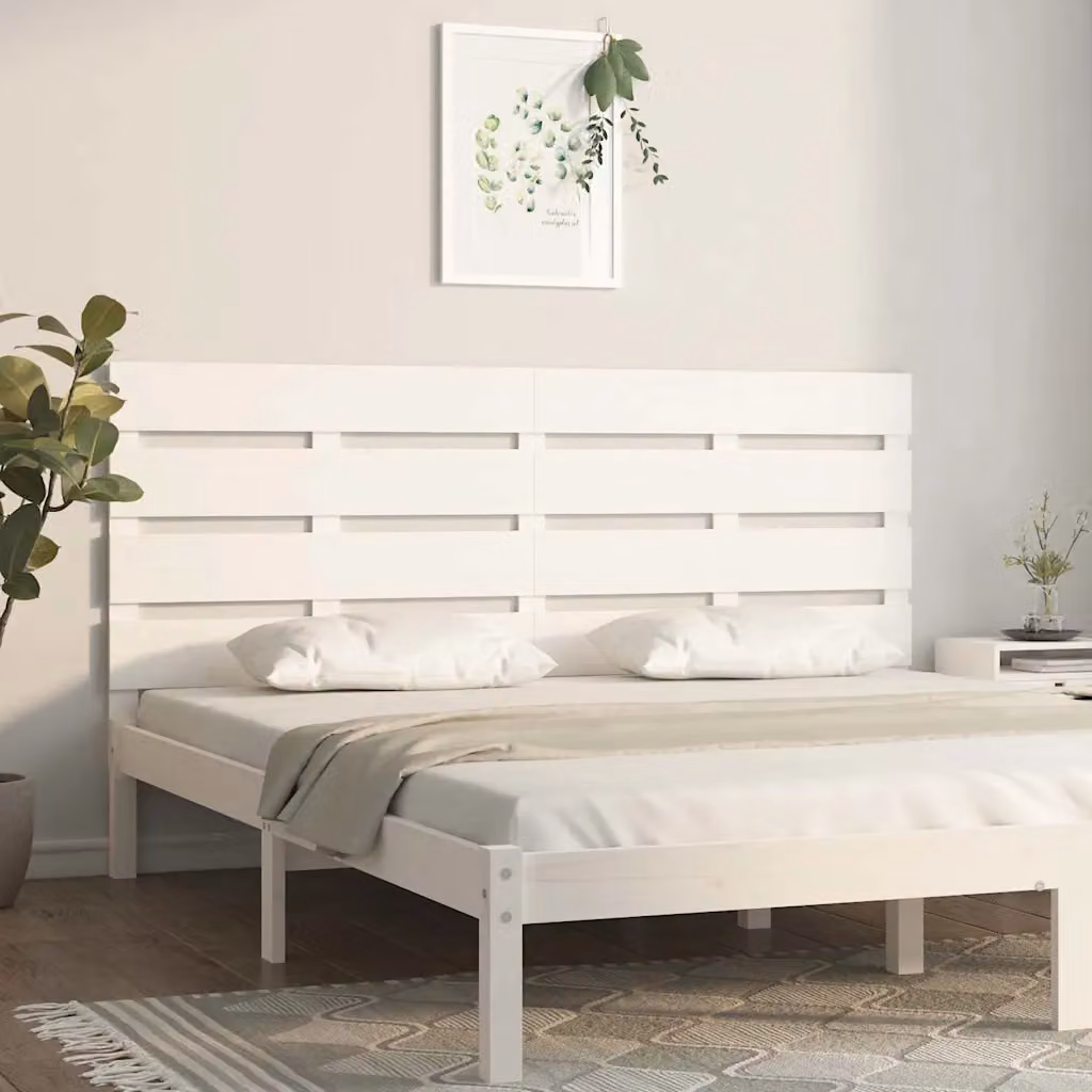 Testiera per letto moderna vidaXL in legno massello di pino laccato bianco, L 120 cm x P 3 cm x H 80 cm