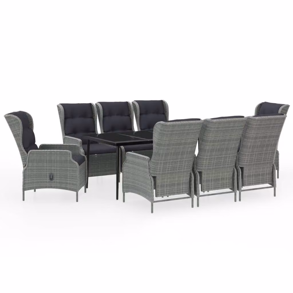 Set da Pranzo da Giardino 9 pz Grigio Chiaro