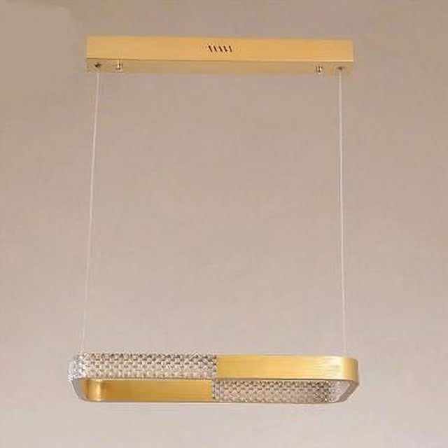 Lampadario a sospensione LED Trade Shop rettangolare in oro e cristallo con telecomando e funzione dimmabile 32026
