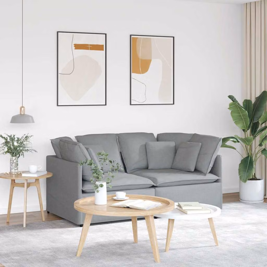 vidaXL Divano Modulare Moderno in Tessuto Grigio con Cuscini e Struttura in Metallo e Legno