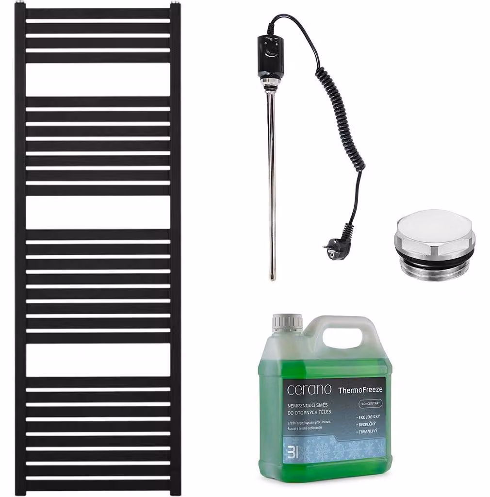 Set di radiatori elettrici da bagno Vincenzo - 600W - nero opaco - 1330x450 mm