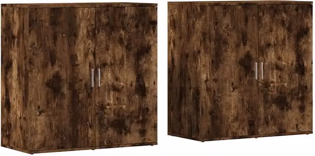 Credenze 2 pz | Madia | Buffet da pranzo | Armadio da pranzo Rovere Fumo 79x38x80 cm in Legno Multistrato