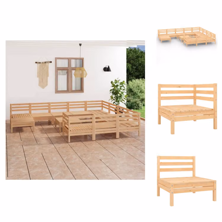 vidaXL Set da salotto da giardino 12 pezzi in pino massiccio - Set di mobili da giardino