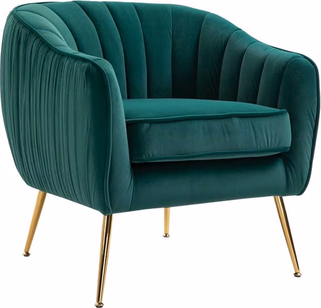 EasyComfort Poltrona da Salotto Imbottita con Braccioli e Schienale, Design Moderno, Gambe in Metallo, 71x72x73 cm, Verde