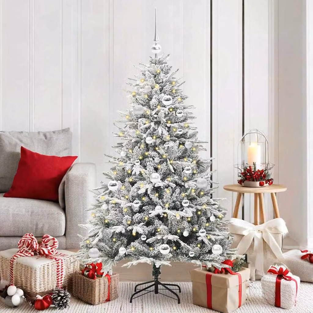 Maison Exclusive - Albero di Natale artificiale illuminato con set di palline verdi