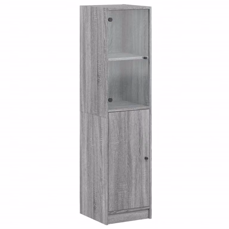 Credenza con Anta in Vetro Grigio Sonoma 35x37x142 cm