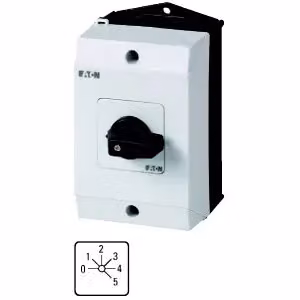 Commutatore sotto carico Eaton, T0, 20 A, montaggio esterno, 3 unità, contatti: 5, 45°, scatto, con posizione 0, 0-5, avvolgicavo n. 8243 207128