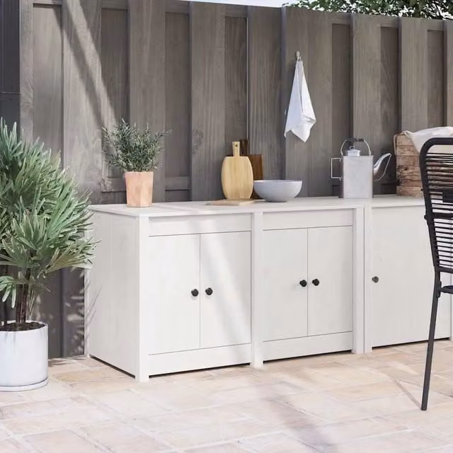 Mobile da cucina-Armadio da cucina Bianco 106 x 55 x 64 cm Legno massello di pino