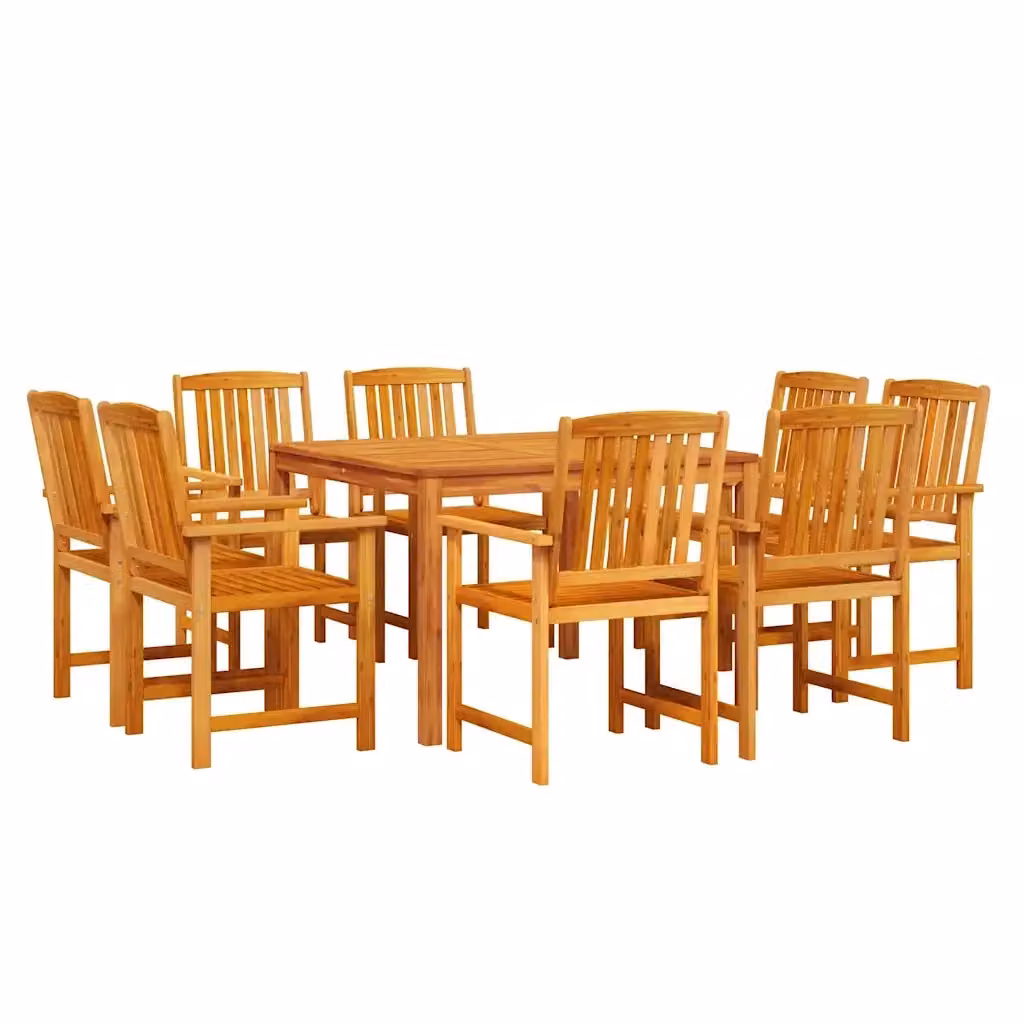 vidaXL Set da Pranzo per Giardino in Legno di Acacia Marrone, 9 Pezzi – 2