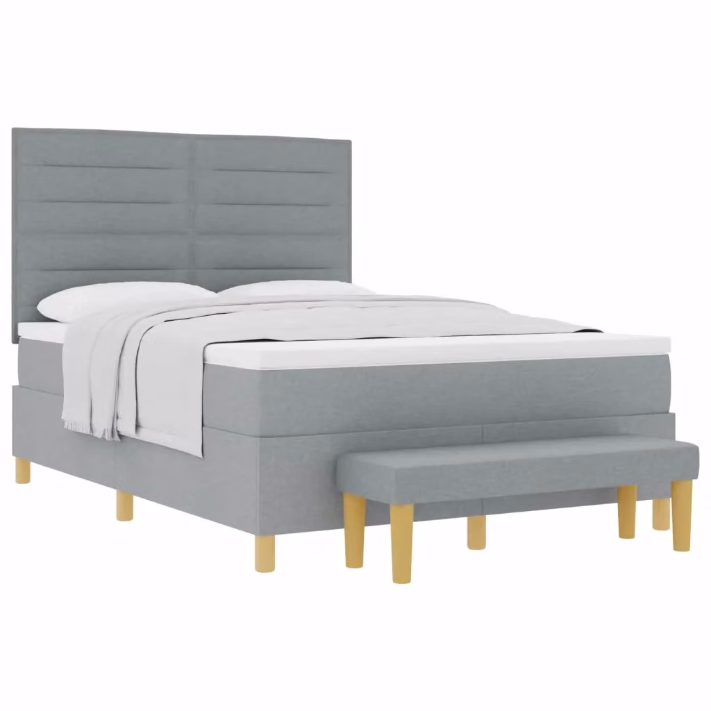 Letto matrimoniale moderno vidaXL con cassetti e materasso in schiuma, Grigio, L: 160 cm, P: 200 cm, H: 128 cm – 2