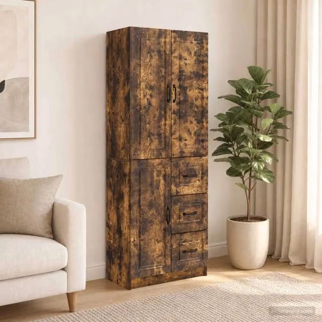 Set di 2 armadi moderni vidaXL in legno e metallo colore marrone Rovere, L: 66 cm, P: 34,5 cm, H: 87 cm – 1