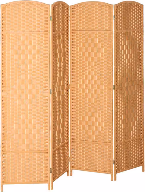 Paravento divisorio a 4 pannelli XYLO in legno marrone chiaro, salvaspazio stile rustico, H 180 cm x L 180 cm