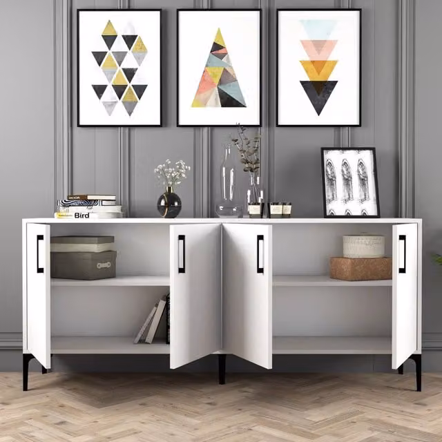 Madia Pollein, Credenza 2 Ripiani, 180x35x78h cm Bianco
