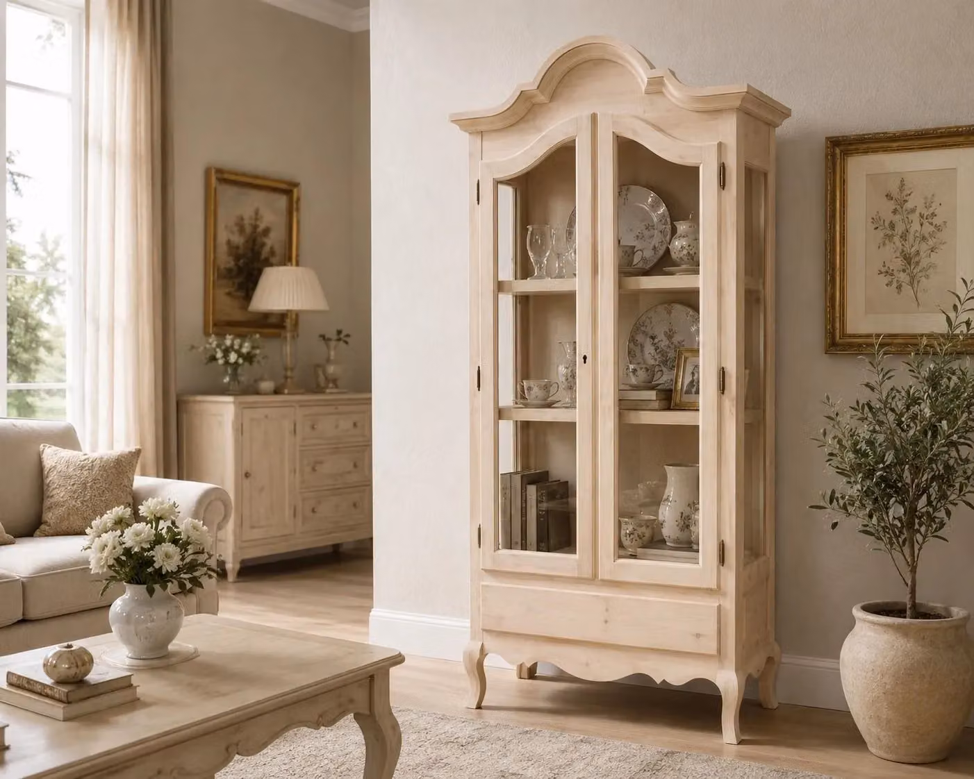 Vetrina sagomata Cappello Gendarme Mobili 2G in legno grezzo marrone L: 104 cm, P: 45 cm, H: 196 cm – 3