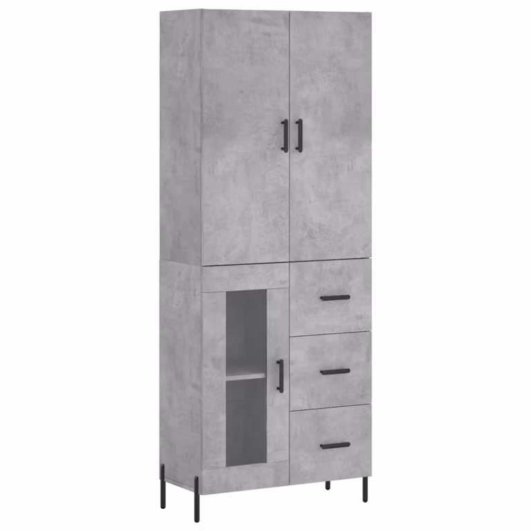 Credenza Grigio Cemento 69,5x34x180 cm in Legno Multistrato