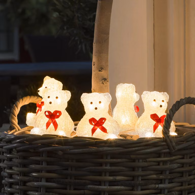Konstsmide Season Figura luminosa LED orso, set 5x a catena, Chiaro / Trasparente, Plastica