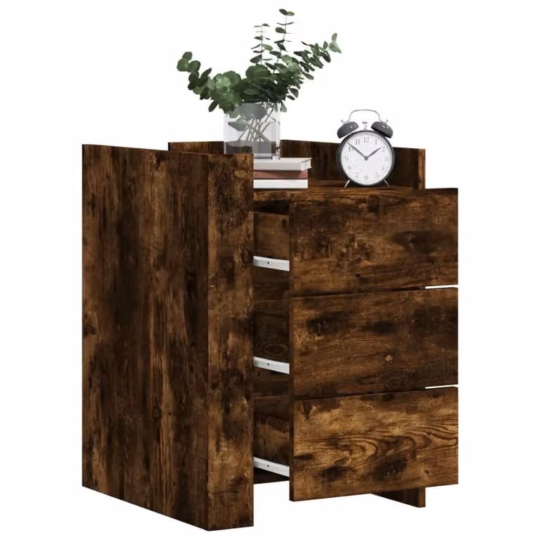 Comodino moderno vidaXL in legno multistrato e MDF color rovere fumo, sospeso a parete, L 45 cm x P 50 cm x H 65 cm
