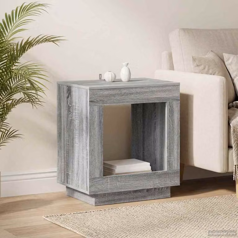 vidaXL Tavolo laterale moderno in legno grigio L/P/H: 60 x 40 x 65 cm
