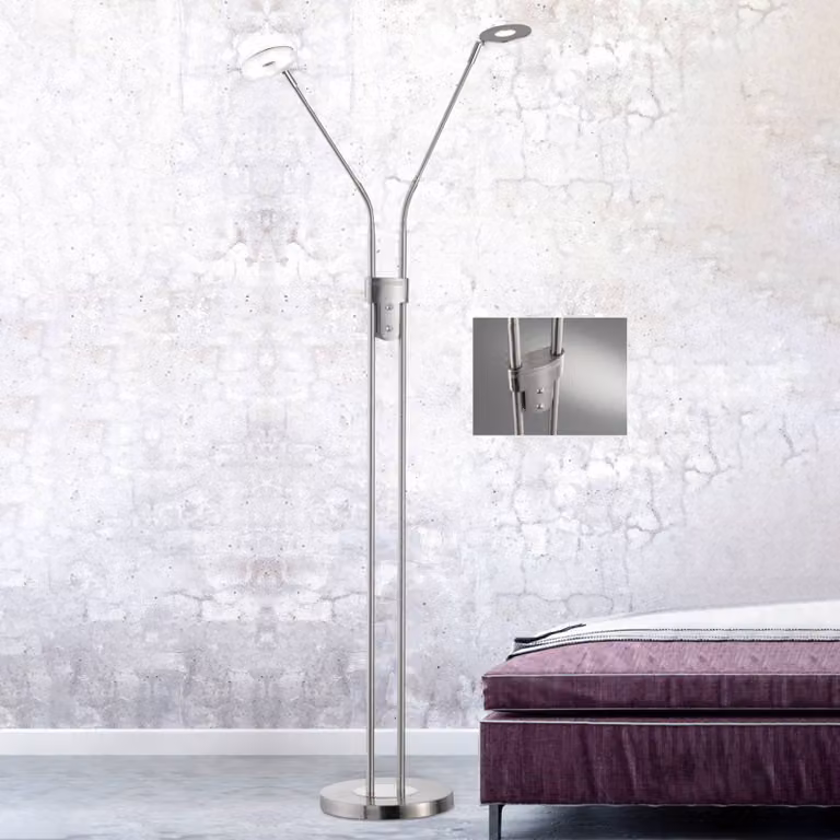 FISCHER & HONSEL Lampada da terra a LED Dent, dimmerabile, Alluminio / Grigio / Zincato, Soggiorno / Sala da pranzo, Metallo, Moderno, Lampada LED da terra