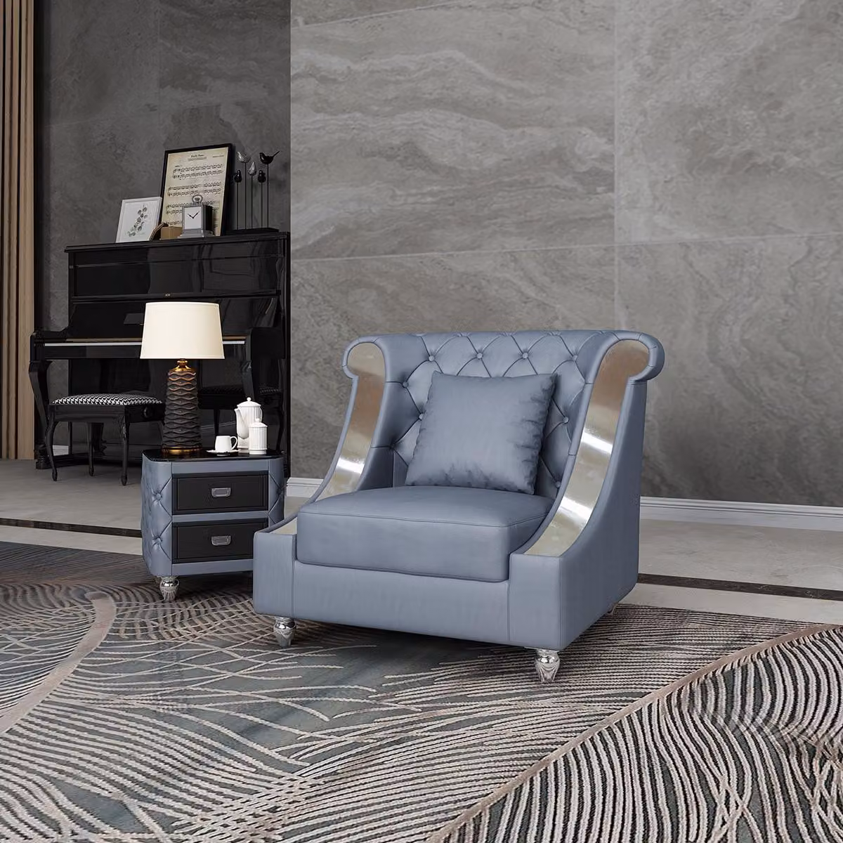 Chesterfield Sessel Fernseh Couch 1 Sitzer Sofa Leder Couchen Polster Echtleder