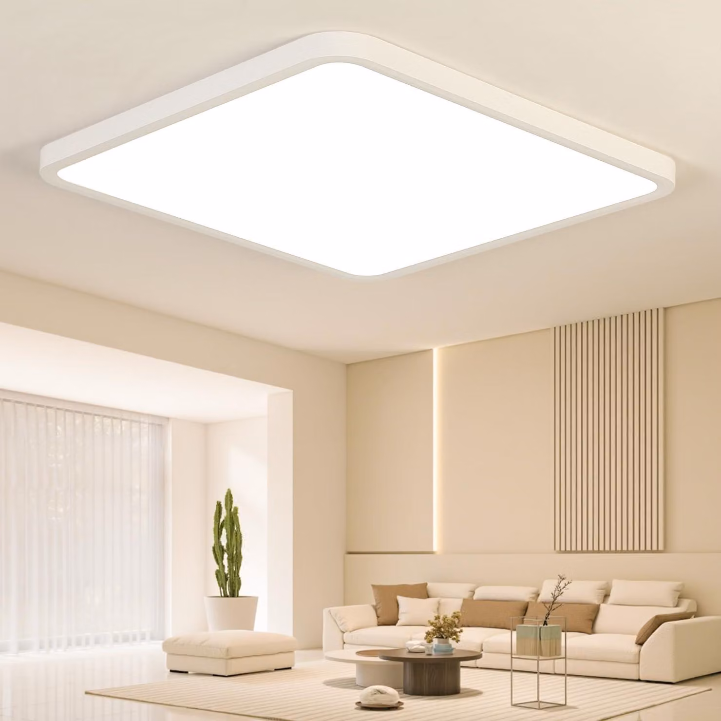 Lampada a soffitto LED, 50 cm, 52 W, 4000K, grado di protezione IP44, forma quadrata