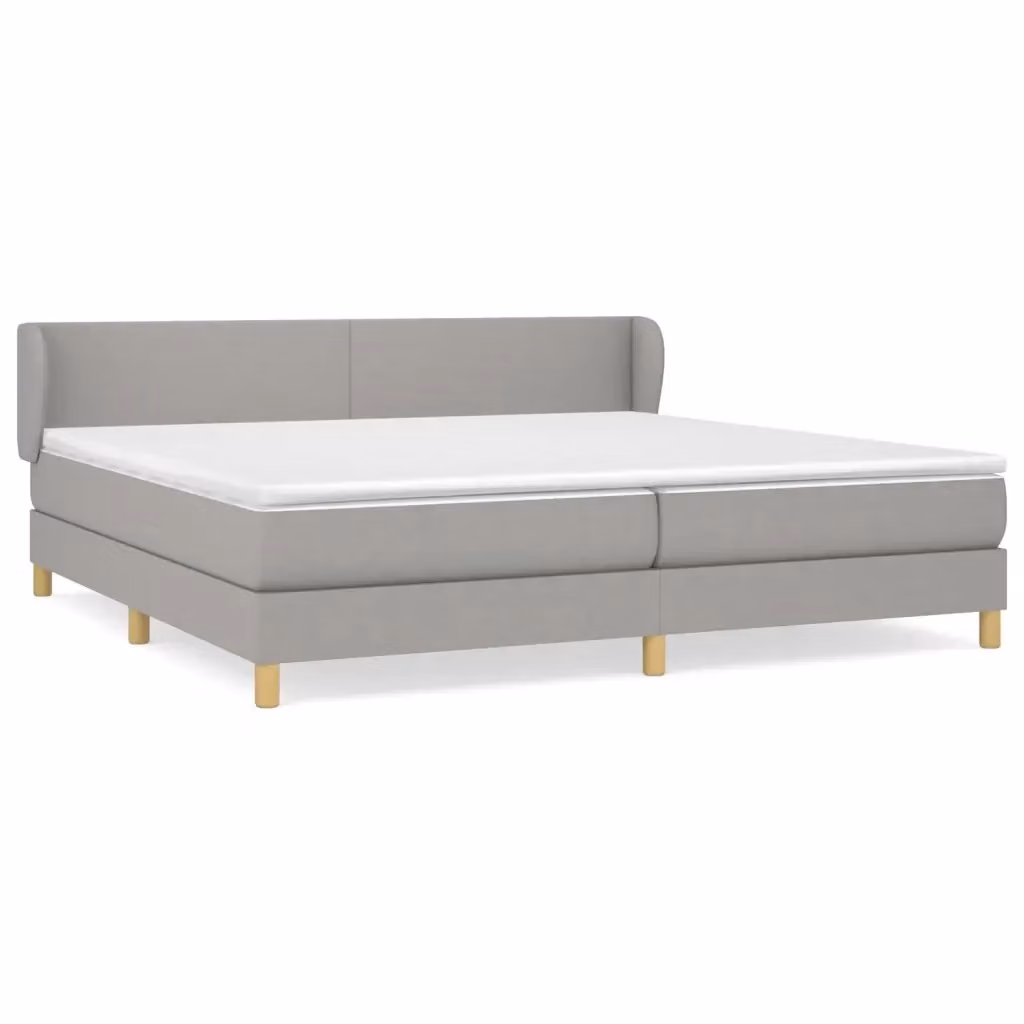 vidaXL Giroletto a Molle con Materasso Ibrido in Tessuto Grigio Chiaro e Bianco 200 x 200 cm – 2