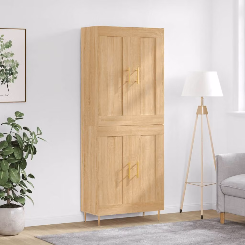 Credenza moderna vidaXL in rovere con ante a battente, L/P/H: 69,5 x 34 x 180 cm