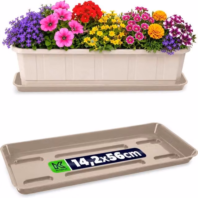 Supporto per vaso da fiori KADAX da 60 cm, fioriera da balcone, vassoio in plastica