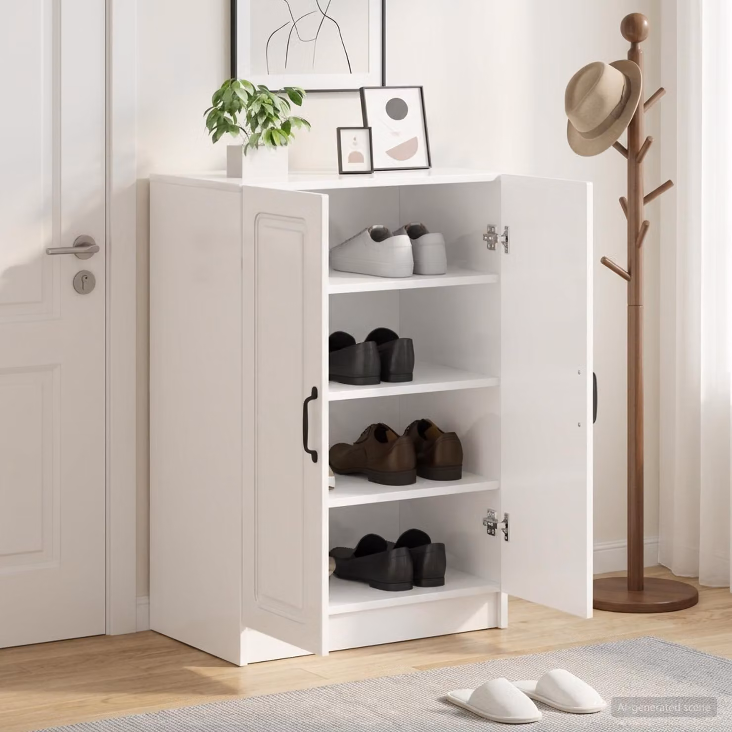 Mobile porta scarpe UTRECHT vidaXL Bianco Lucido L: 59,5 cm, P: 39,5 cm, H: 87 cm