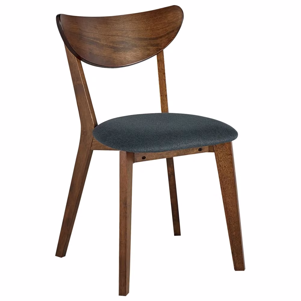 Set di 2 sedie da pranzo BELIANI in legno di gomma oliato marrone con design moderno e seduta in tessuto L/P/H: 48 x 46 x 80 cm – 2