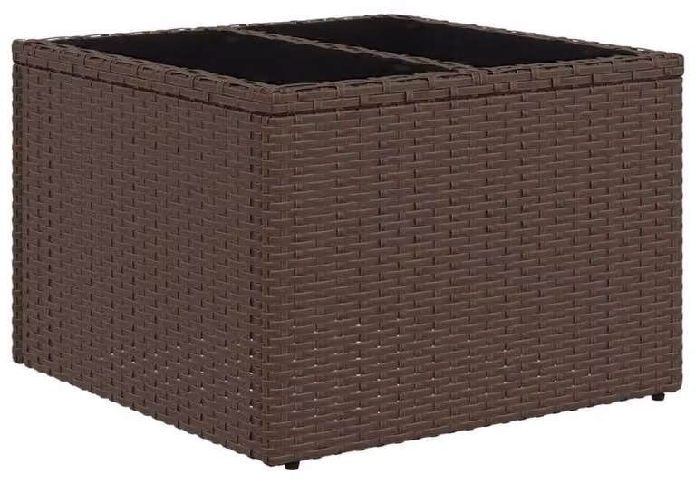 Tavolo da giardino in rattan sintetico con piano in vetro, ideale per balconi e terrazzi