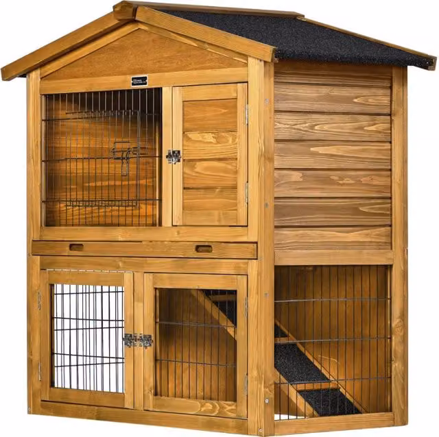 Gabbia per piccoli animali Habitat Et Jardin in legno marrone, resistente alle intemperie, L 102 x P 55 x H 100 cm – 1