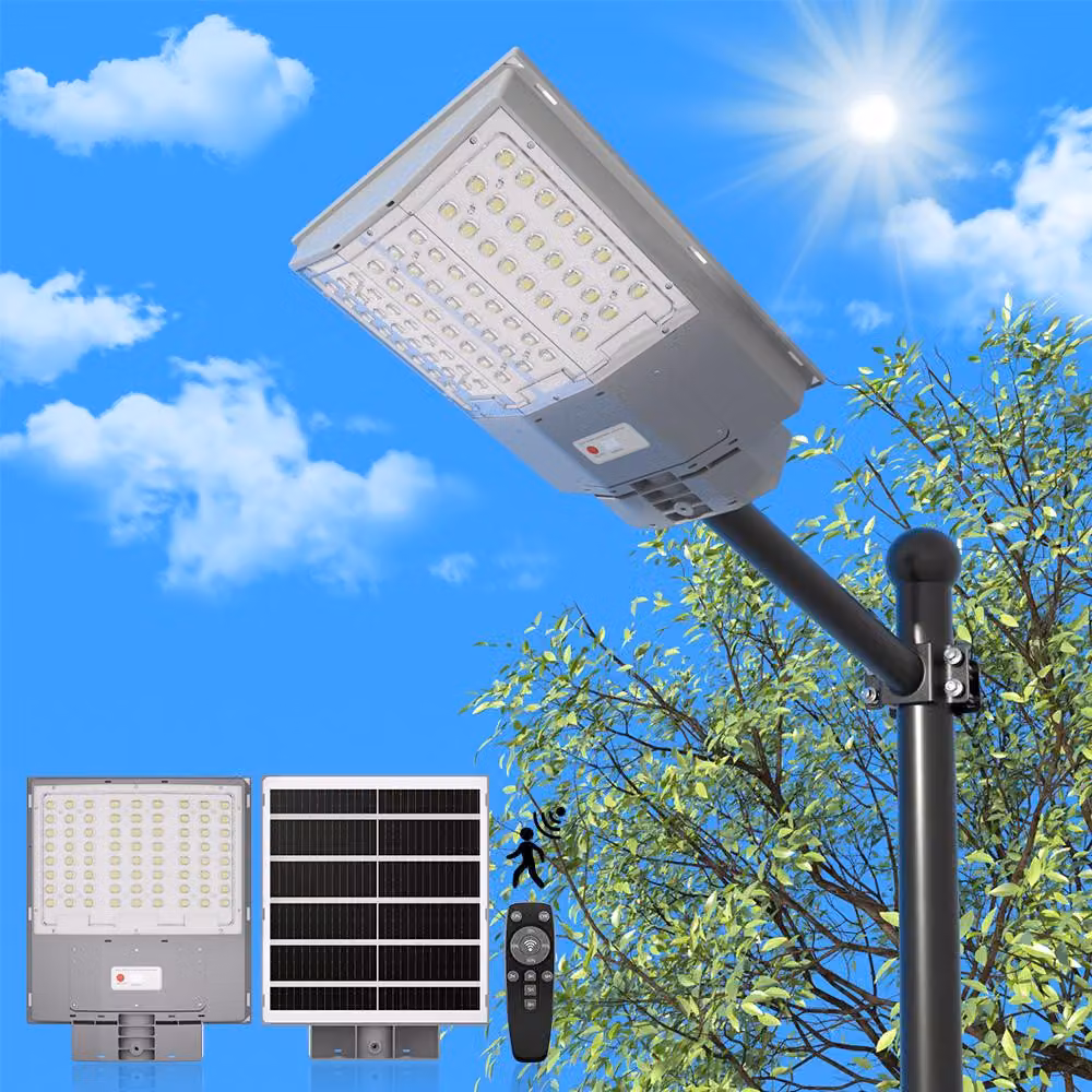 Gliese lampione solare 1000W luci stradali con rilevatore di movimento lampade solari da giardino 72 LED proiettori solari 15000mAh batteria ricaricabile bianco freddo 4 modalità