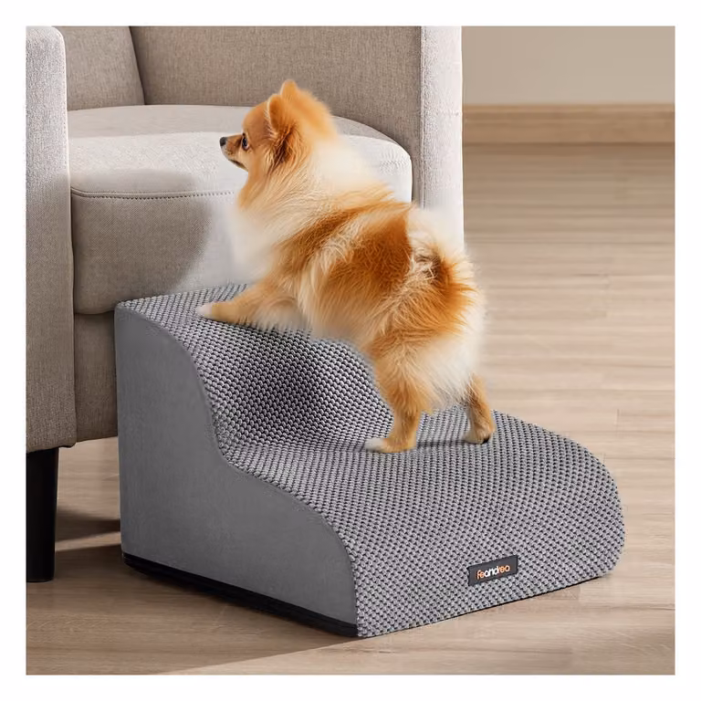 Scaletta per cani con rivestimento lavabile antiscivolo, 2 Gradini (40L cm) / Grigio Tortora