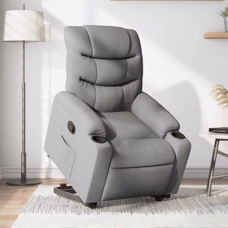 vidaXL Poltrona Alzapersona Reclinabile Grigio con Assistenza Sollevamento Elettrica in Tessuto