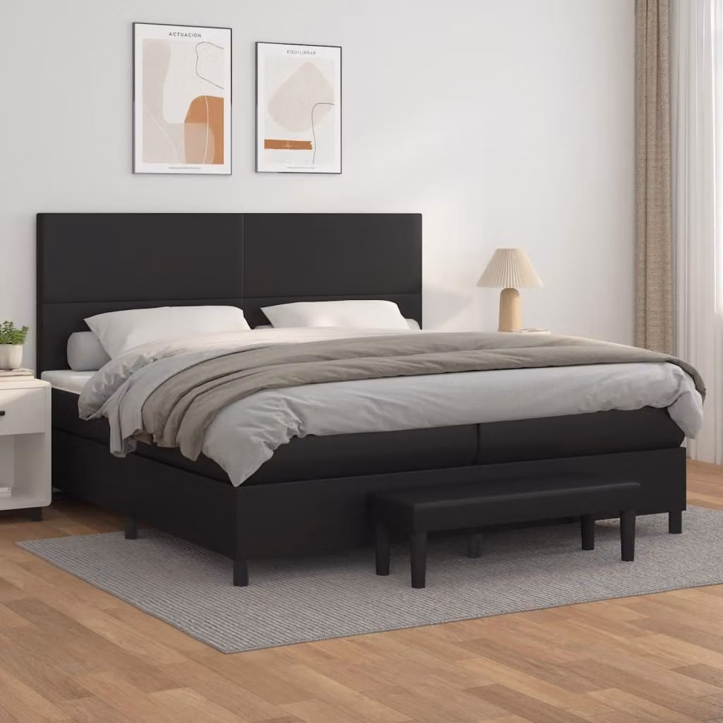 Maison Exclusive - Letto boxspring con materasso nero 200x200 cm in ecopelle