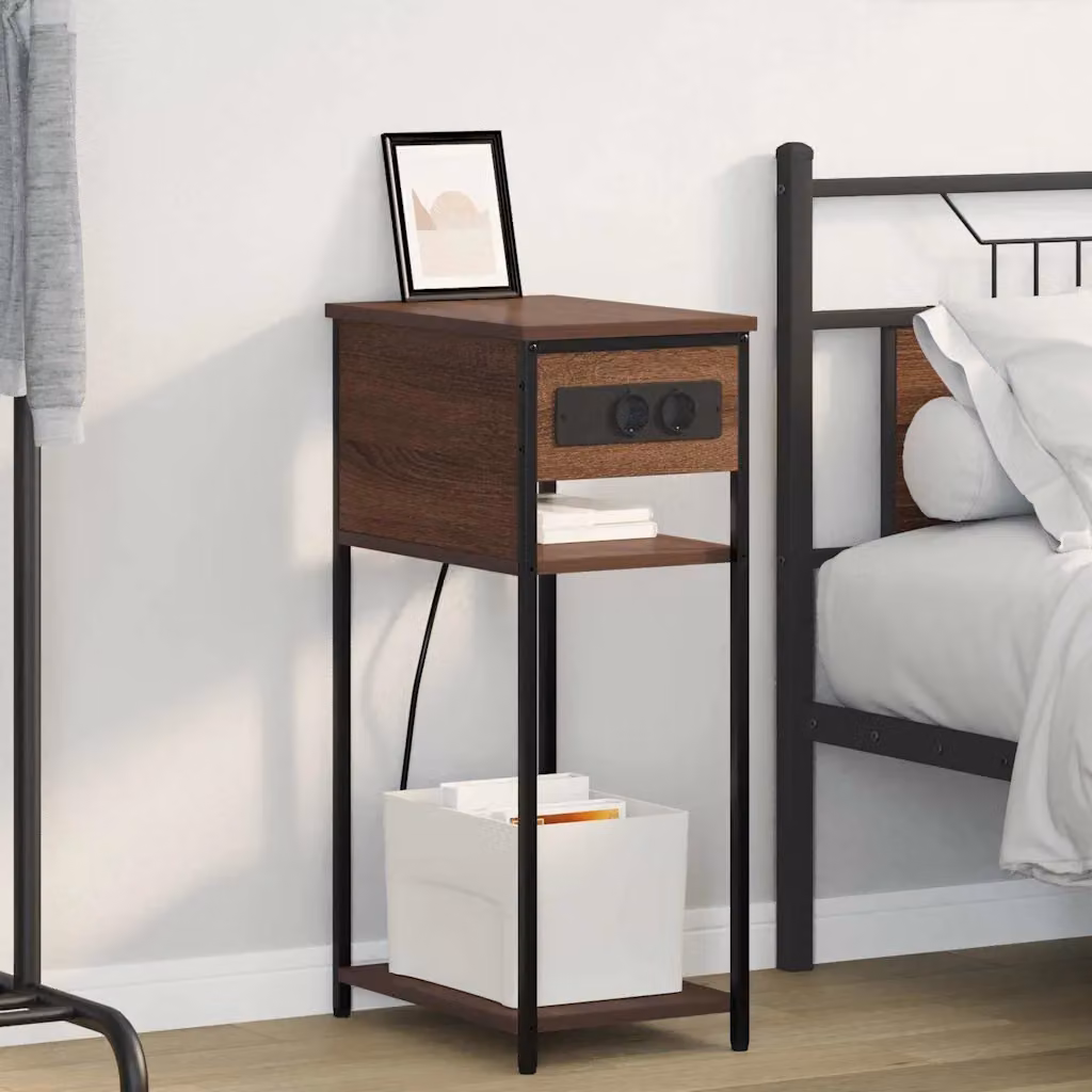 Armadio da Notte vidaXL in Legno e MDF Marrone Rustico L: 41 cm, P: 28 cm, H: 76 cm