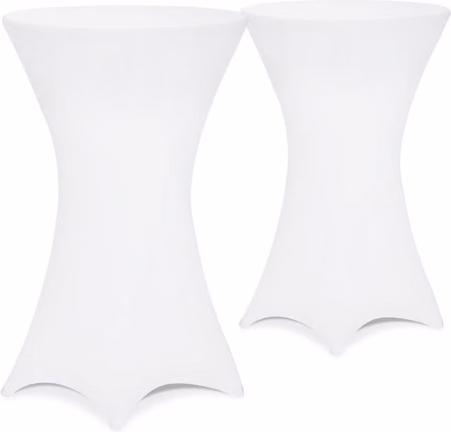Set di 2 copritavolo da bar Detex bianchi in poliestere ed elastane con diametro di 80 cm