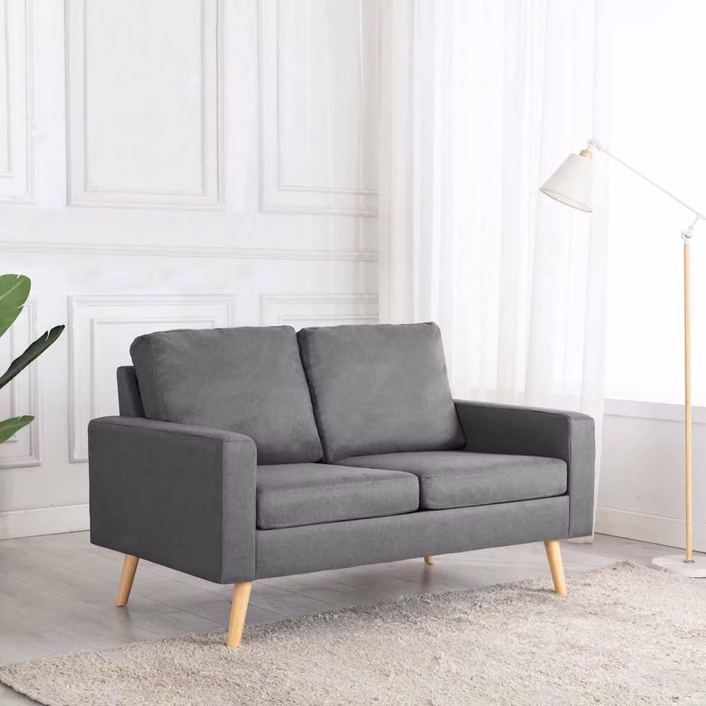 vidaXL Divano Moderno a 2 Posti in Tessuto Grigio con Cuscini – 1