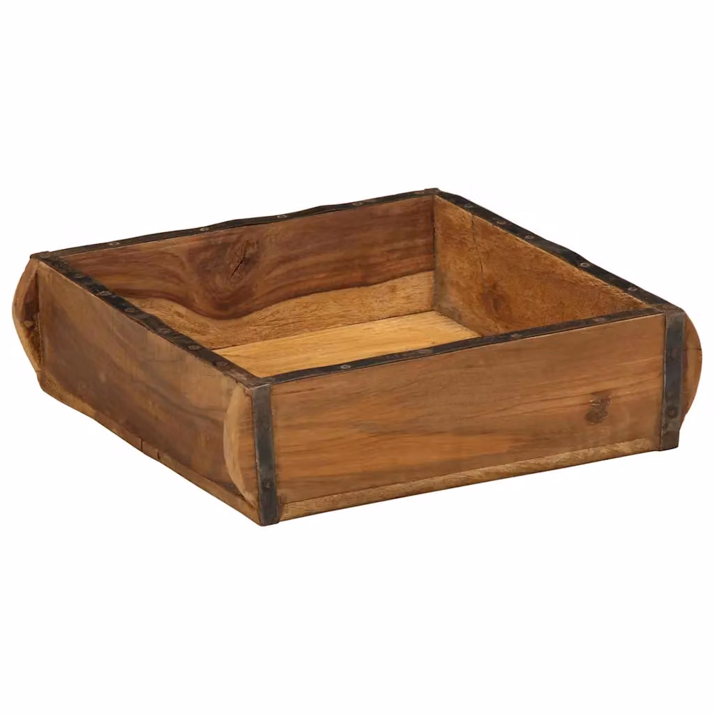 Vassoio rettangolare in legno massello recuperato vidaXL, Marrone, L/P/H: 29 x 31 x 10 cm