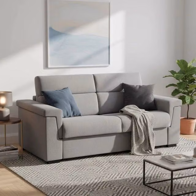 Divano Letto 3 Posti Nus DMORA Grigio, Sfoderabile, Made in Italy, L: 225 cm, P: 95 cm