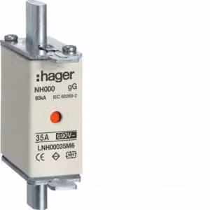 Fusibile Hager NH NH000 gG 690 V 35 A con segnalatore K LNH00035M6