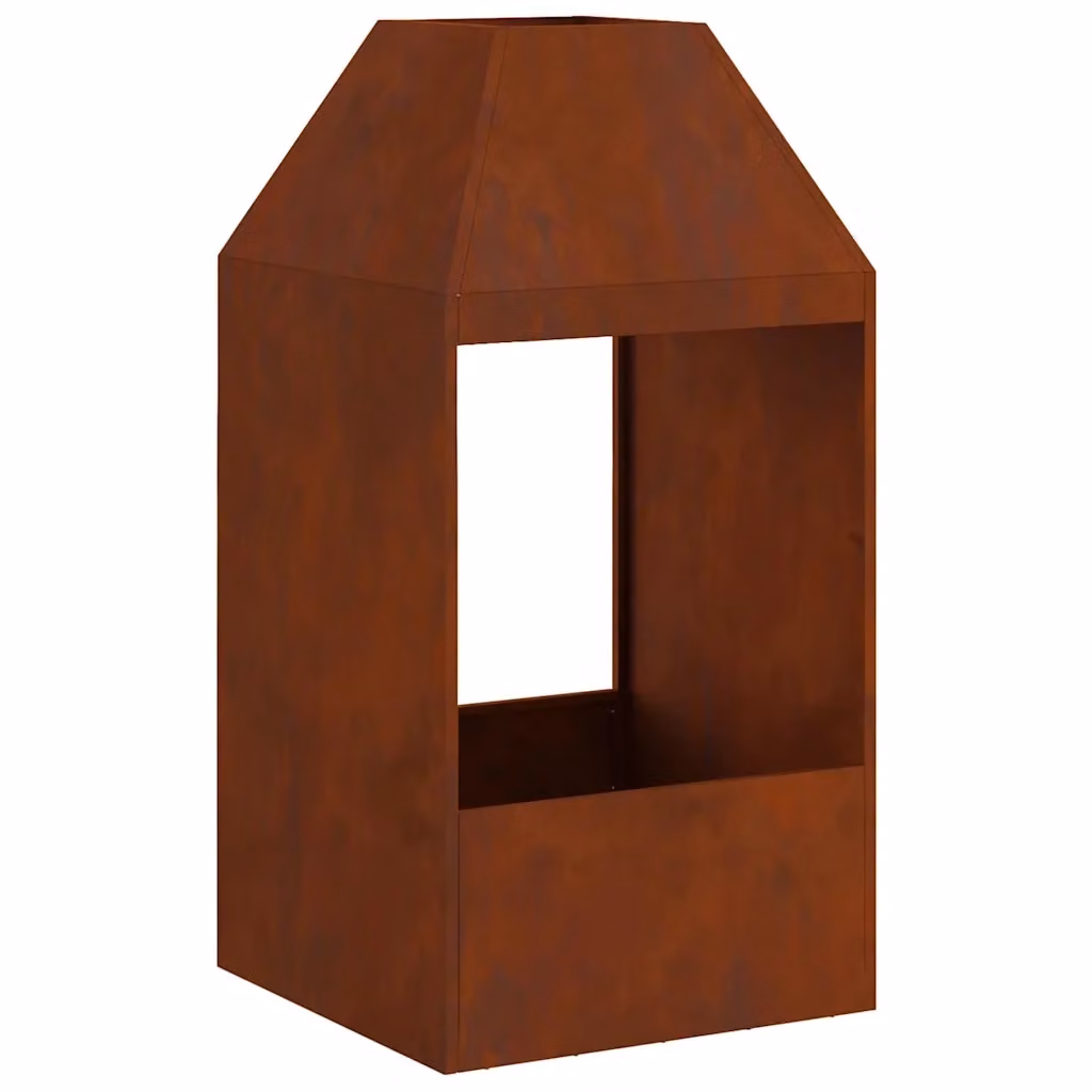Chiminea vidaXL in acciaio marrone per legna L/P/H: 50 x 50 x 100 cm – 2
