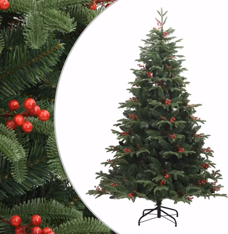 Maison Exclusive - Albero di Natale artificiale pieghevole con pigne e bacche, 240 cm